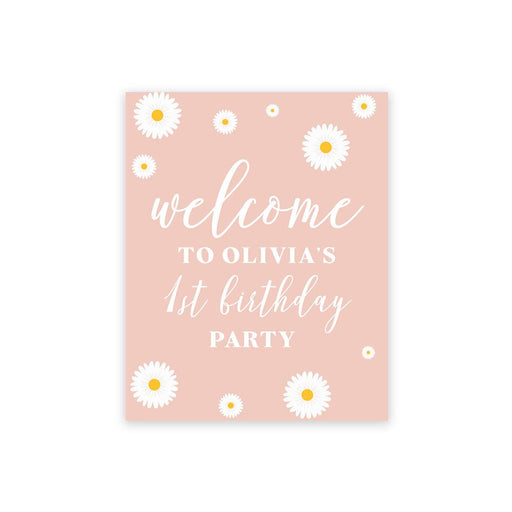 Custom Large Canvas Welcome Sign for Kids Birthday Party, Birthday Welcome Sign, Guestbook Alternative-Set of 1-Andaz Press-Daisy-