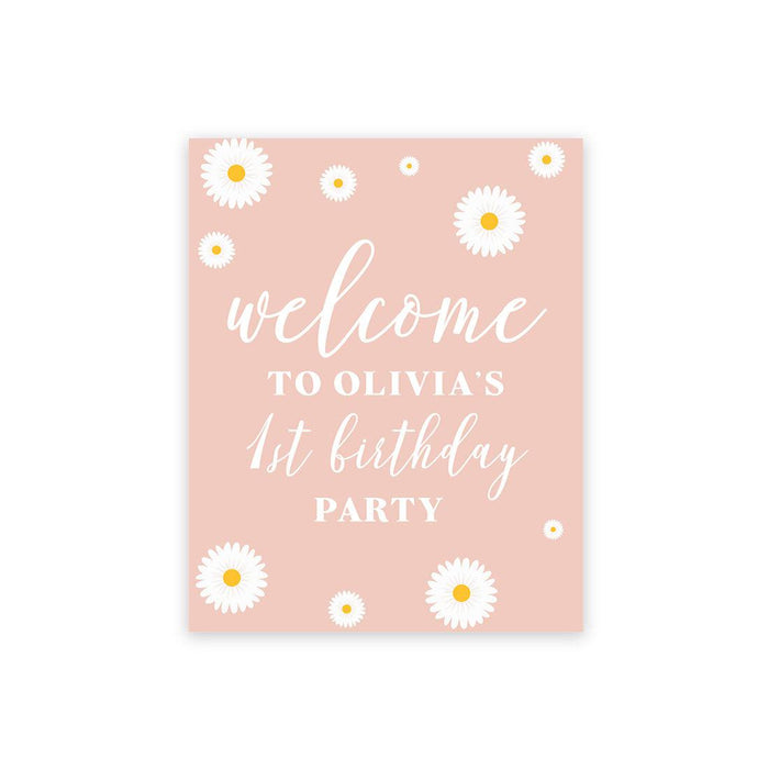 Custom Large Canvas Welcome Sign for Kids Birthday Party, Birthday Welcome Sign, Guestbook Alternative-Set of 1-Andaz Press-Daisy-