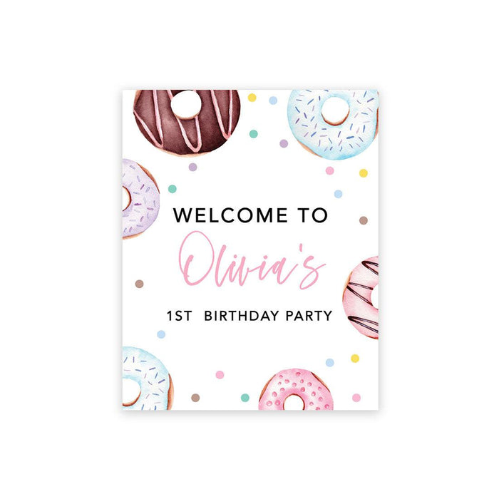 Custom Large Canvas Welcome Sign for Kids Birthday Party, Birthday Welcome Sign, Guestbook Alternative-Set of 1-Andaz Press-Donut-