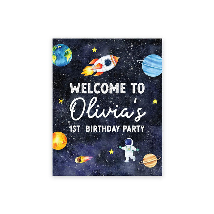 Custom Large Canvas Welcome Sign for Kids Birthday Party, Birthday Welcome Sign, Guestbook Alternative-Set of 1-Andaz Press-Outer Space-