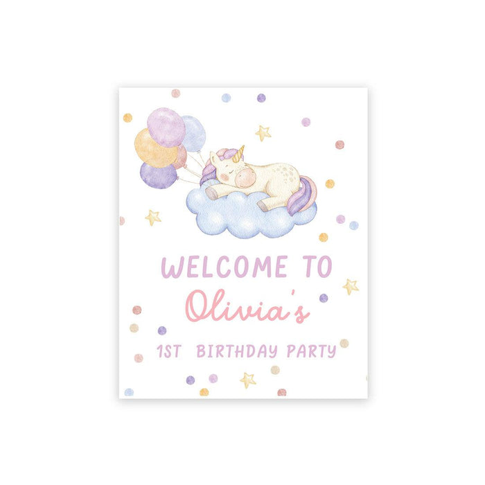 Custom Large Canvas Welcome Sign for Kids Birthday Party, Birthday Welcome Sign, Guestbook Alternative-Set of 1-Andaz Press-Unicorn-