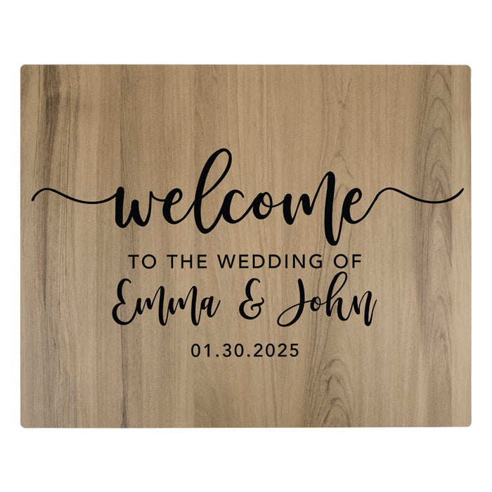 Custom Large Rustic English Oak Wooden Welcome Sign for Wedding, Rustic Welcome Sign 16" x 20"-Set of 1-Andaz Press-Heart Names-