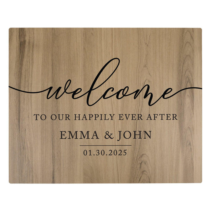 Custom Large Rustic English Oak Wooden Welcome Sign for Wedding, Rustic Welcome Sign 16" x 20"-Set of 1-Andaz Press-Heart Names-