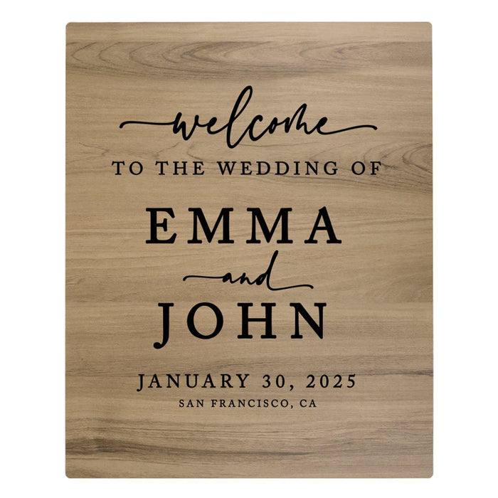 Custom Large Rustic English Oak Wooden Welcome Sign for Wedding, Rustic Welcome Sign 16" x 20"-Set of 1-Andaz Press-Heart Names-