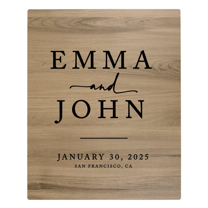 Custom Large Rustic English Oak Wooden Welcome Sign for Wedding, Rustic Welcome Sign 16" x 20"-Set of 1-Andaz Press-Heart Names-