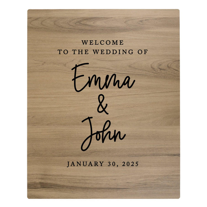 Custom Large Rustic English Oak Wooden Welcome Sign for Wedding, Rustic Welcome Sign 16" x 20"-Set of 1-Andaz Press-Heart Names-