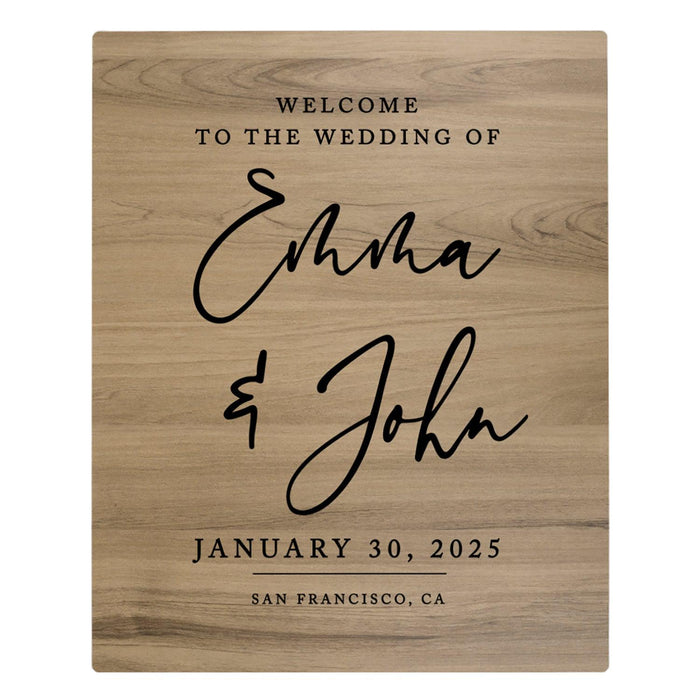 Custom Large Rustic English Oak Wooden Welcome Sign for Wedding, Rustic Welcome Sign 16" x 20"-Set of 1-Andaz Press-Heart Names-