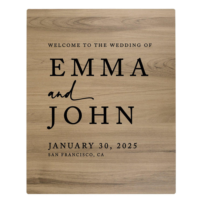 Custom Large Rustic English Oak Wooden Welcome Sign for Wedding, Rustic Welcome Sign 16" x 20"-Set of 1-Andaz Press-Heart Names-