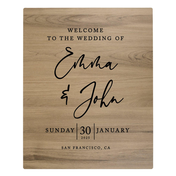 Custom Large Rustic English Oak Wooden Welcome Sign for Wedding, Rustic Welcome Sign 16" x 20"-Set of 1-Andaz Press-Heart Names-