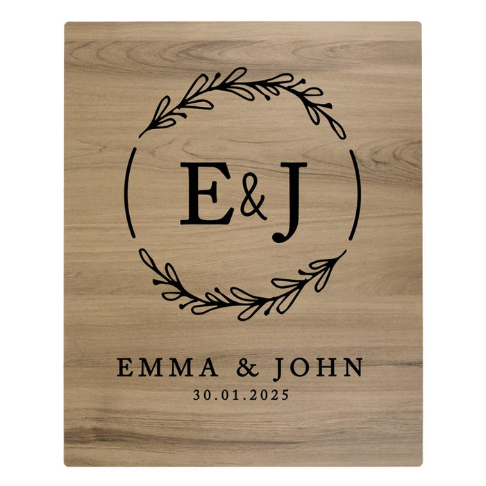 Custom Large Rustic English Oak Wooden Welcome Sign for Wedding, Rustic Welcome Sign 16" x 20"-Set of 1-Andaz Press-Heart Names-