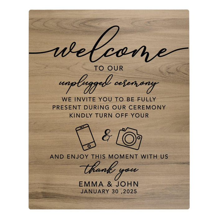 Custom Large Rustic English Oak Wooden Welcome Sign for Wedding, Rustic Welcome Sign 16" x 20"-Set of 1-Andaz Press-Heart Names-