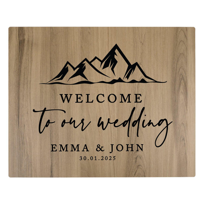 Custom Large Rustic English Oak Wooden Welcome Sign for Wedding, Rustic Welcome Sign 16" x 20"-Set of 1-Andaz Press-Heart Names-