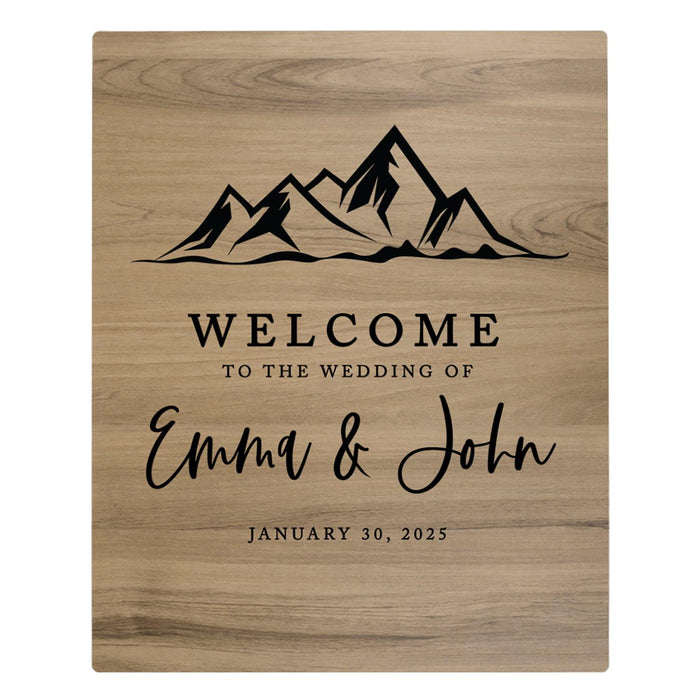 Custom Large Rustic English Oak Wooden Welcome Sign for Wedding, Rustic Welcome Sign 16" x 20"-Set of 1-Andaz Press-Heart Names-