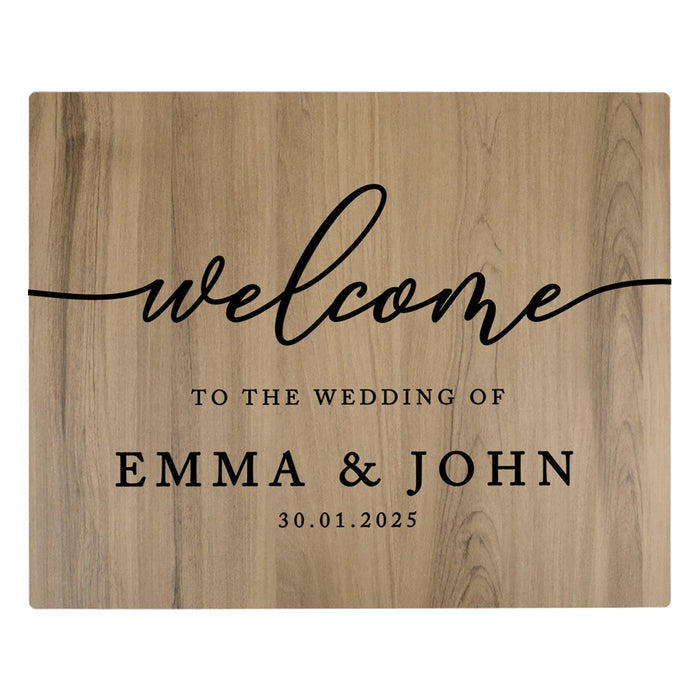 Custom Large Rustic English Oak Wooden Welcome Sign for Wedding, Rustic Welcome Sign 16" x 20"-Set of 1-Andaz Press-Heart Names-