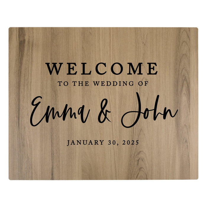 Custom Large Rustic English Oak Wooden Welcome Sign for Wedding, Rustic Welcome Sign 16" x 20"-Set of 1-Andaz Press-Heart Names-