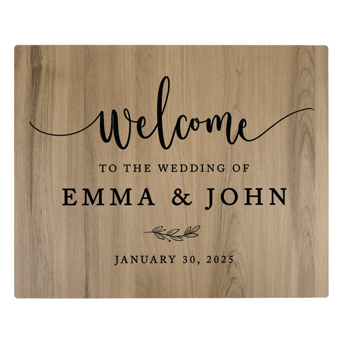 Custom Large Rustic English Oak Wooden Welcome Sign for Wedding, Rustic Welcome Sign 16" x 20"-Set of 1-Andaz Press-Heart Names-
