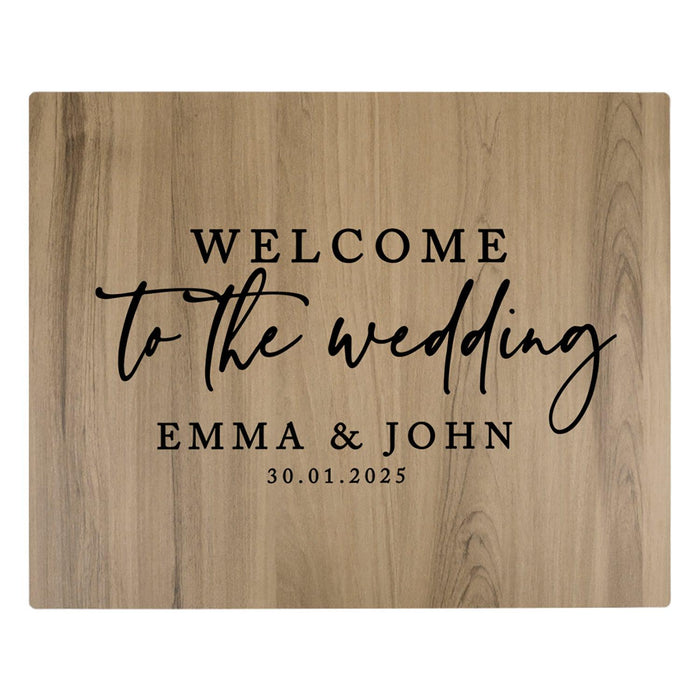 Custom Large Rustic English Oak Wooden Welcome Sign for Wedding, Rustic Welcome Sign 16" x 20"-Set of 1-Andaz Press-Heart Names-