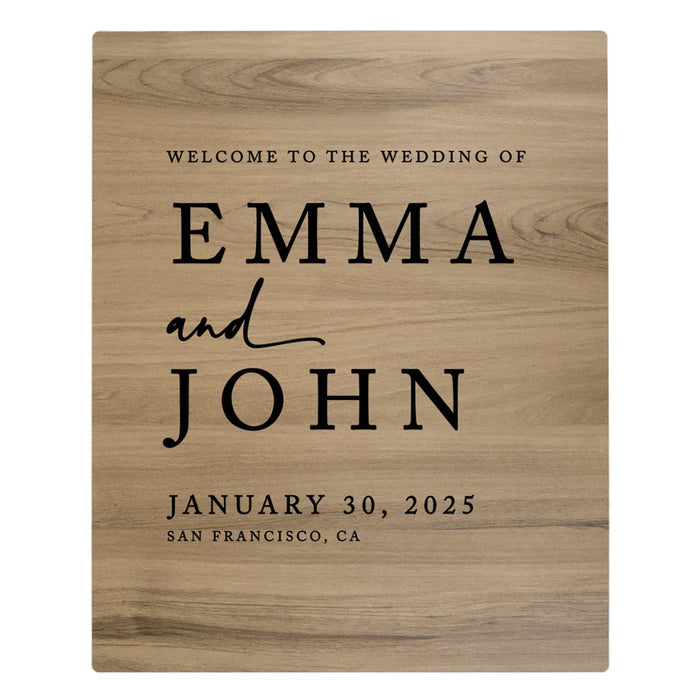 Custom Large Rustic English Oak Wooden Welcome Sign for Wedding, Rustic Welcome Sign 16" x 20"-Set of 1-Andaz Press-Classic Script-