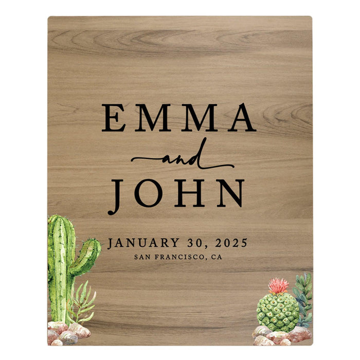 Custom Large Rustic English Oak Wooden Welcome Sign for Wedding, Rustic Welcome Sign 16" x 20"-Set of 1-Andaz Press-Desert Chic Cactus-