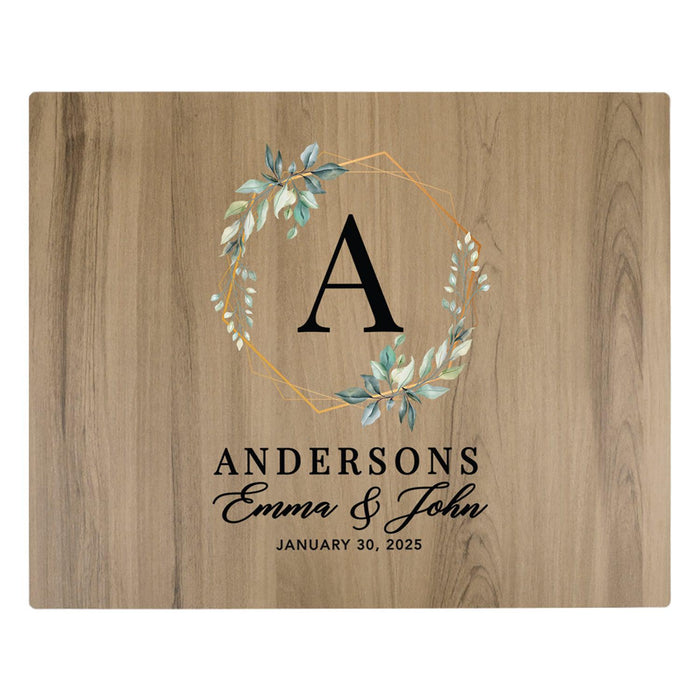 Custom Large Rustic English Oak Wooden Welcome Sign for Wedding, Rustic Welcome Sign 16" x 20"-Set of 1-Andaz Press-Geometric Greenery Monogram-