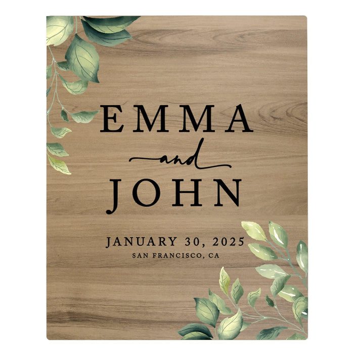Custom Large Rustic English Oak Wooden Welcome Sign for Wedding, Rustic Welcome Sign 16" x 20"-Set of 1-Andaz Press-Greenery Leaves-