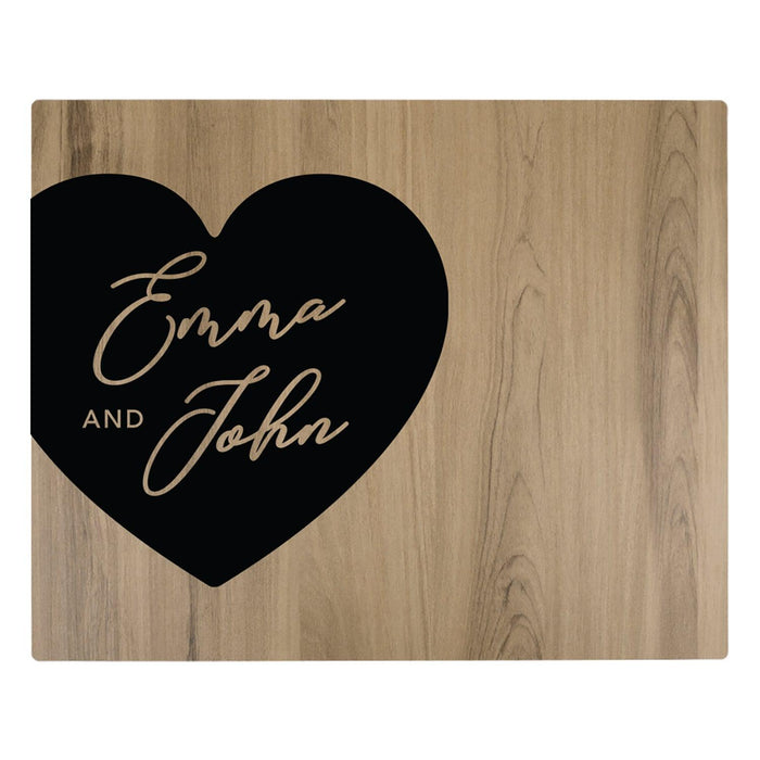Custom Large Rustic English Oak Wooden Welcome Sign for Wedding, Rustic Welcome Sign 16" x 20"-Set of 1-Andaz Press-Heart Shape Names-