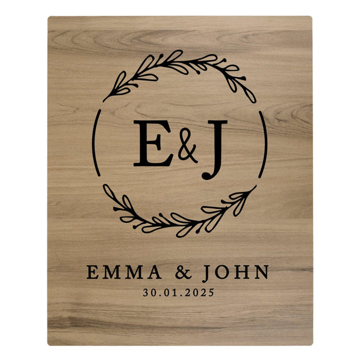 Custom Large Rustic English Oak Wooden Welcome Sign for Wedding, Rustic Welcome Sign 16" x 20"-Set of 1-Andaz Press-Laurel Wreath-