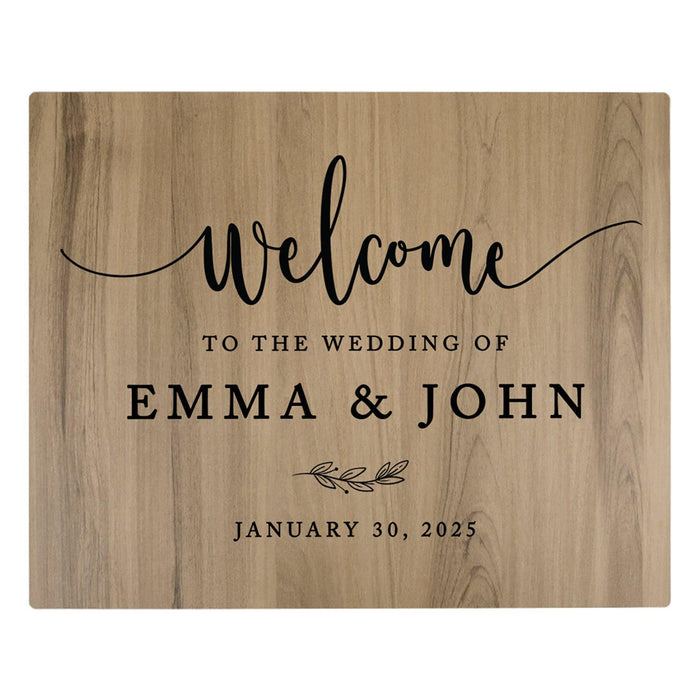 Custom Large Rustic English Oak Wooden Welcome Sign for Wedding, Rustic Welcome Sign 16" x 20"-Set of 1-Andaz Press-Minimal Woodland Welcome-