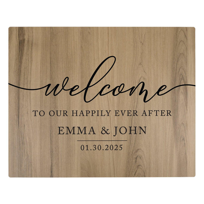 Custom Large Rustic English Oak Wooden Welcome Sign for Wedding, Rustic Welcome Sign 16" x 20"-Set of 1-Andaz Press-Our Happily Ever After-
