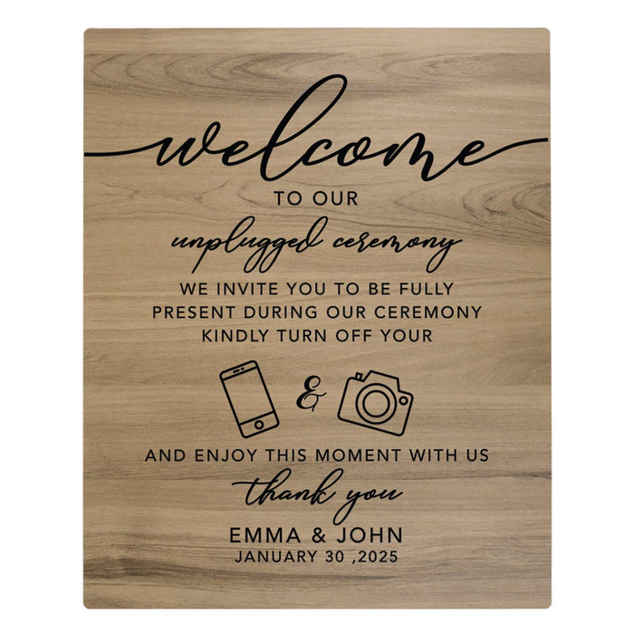Custom Large Rustic English Oak Wooden Welcome Sign for Wedding, Rustic Welcome Sign 16" x 20"-Set of 1-Andaz Press-Unplugged Ceremony-