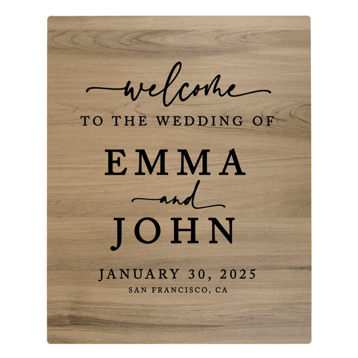Custom Large Rustic English Oak Wooden Welcome Sign for Wedding, Rustic Welcome Sign 16" x 20"-Set of 1-Andaz Press-Welcome To The Wedding Of-