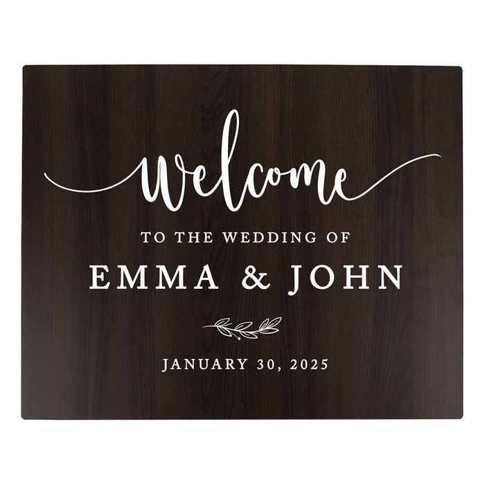 Custom Large Rustic Wooden Welcome Sign for Wedding - 30 Designs-Set of 1-Andaz Press-Heart Names-