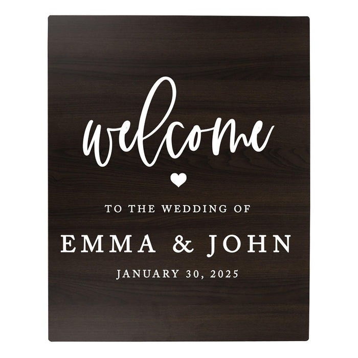 Custom Large Rustic Wooden Welcome Sign for Wedding - 30 Designs-Set of 1-Andaz Press-Heart Names-