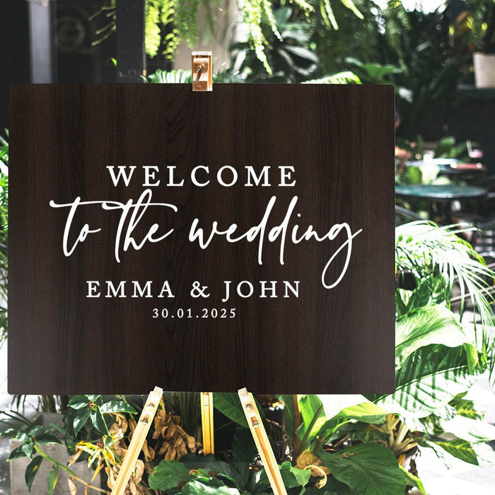 Custom Large Rustic Wooden Welcome Sign for Wedding - 30 Designs-Set of 1-Andaz Press-Heart Names-