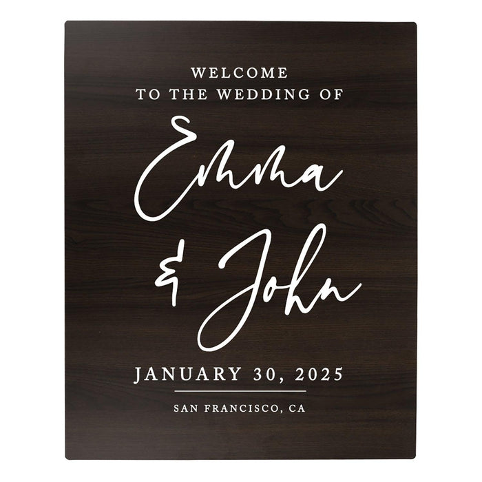 Custom Large Rustic Wooden Welcome Sign for Wedding - 30 Designs-Set of 1-Andaz Press-Calligraphy Script-