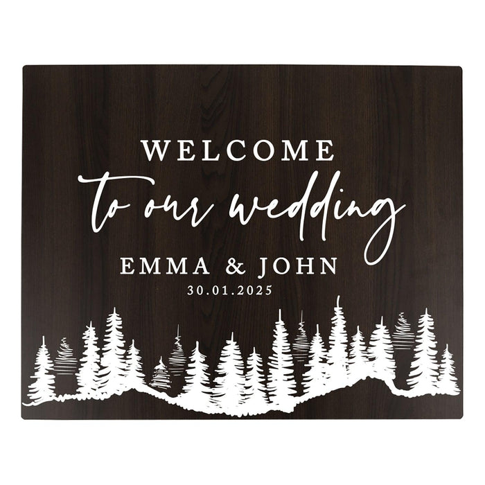 Custom Large Rustic Wooden Welcome Sign for Wedding - 30 Designs-Set of 1-Andaz Press-Forest Woodland Pine Trees-