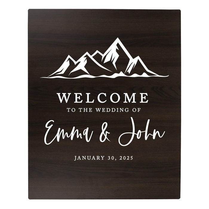 Custom Large Rustic Wooden Welcome Sign for Wedding - 30 Designs-Set of 1-Andaz Press-Minimal Mountains-