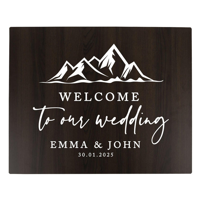 Custom Large Rustic Wooden Welcome Sign for Wedding - 30 Designs-Set of 1-Andaz Press-Mountains-