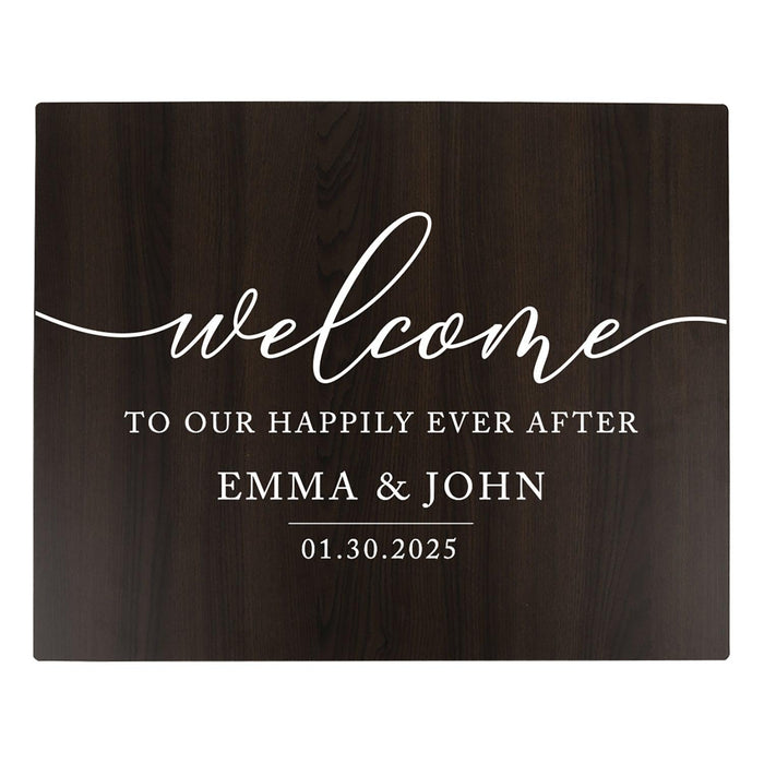 Custom Large Rustic Wooden Welcome Sign for Wedding - 30 Designs-Set of 1-Andaz Press-Our Happily Ever After-
