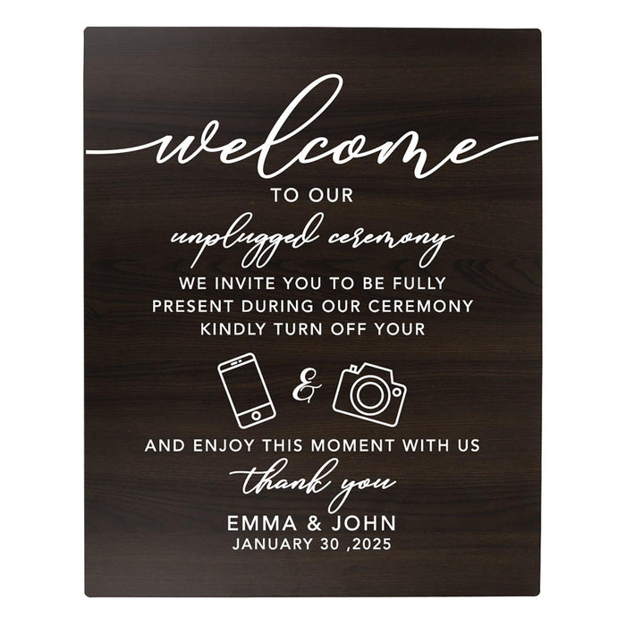 Custom Large Rustic Wooden Welcome Sign for Wedding - 30 Designs-Set of 1-Andaz Press-Unplugged Ceremony-
