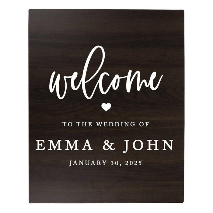 Custom Large Rustic Wooden Welcome Sign for Wedding - 30 Designs-Set of 1-Andaz Press-Welcome Heart-
