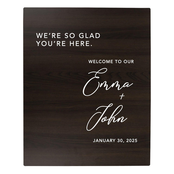 Custom Large Rustic Wooden Welcome Sign for Wedding - 30 Designs-Set of 1-Andaz Press-We're So Glad You're Here-