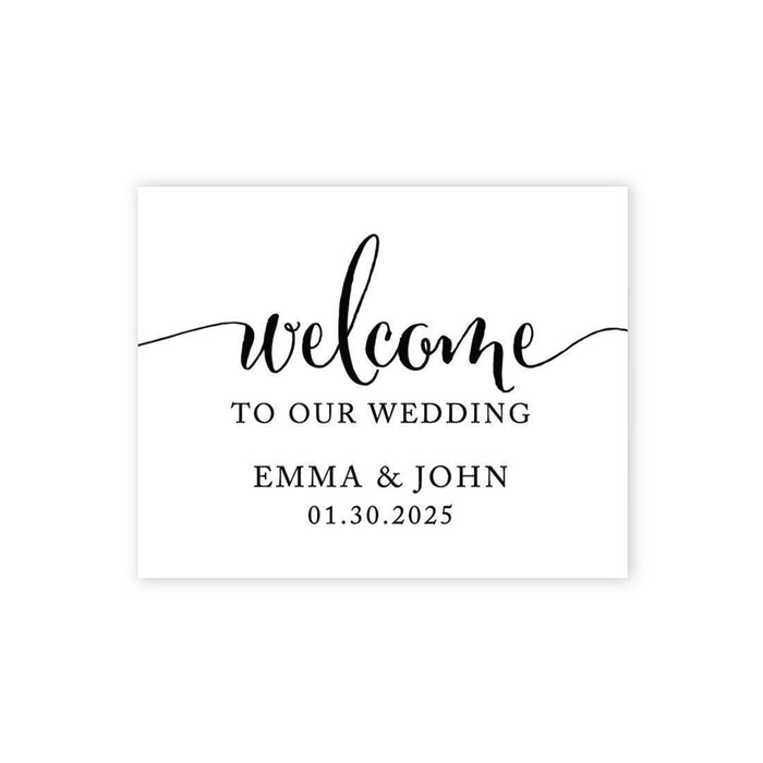 Custom Large Wedding Canvas Welcome Sign, Welcome Sign Guestbook Alternative For Wedding-Set of 1-Andaz Press-Black and White-