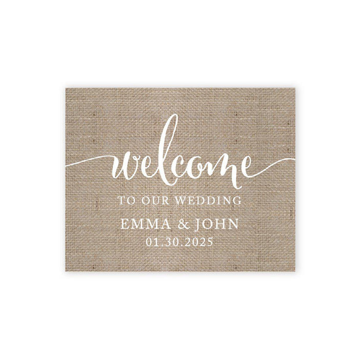 Custom Large Wedding Canvas Welcome Sign, Welcome Sign Guestbook Alternative For Wedding-Set of 1-Andaz Press-Burlap-