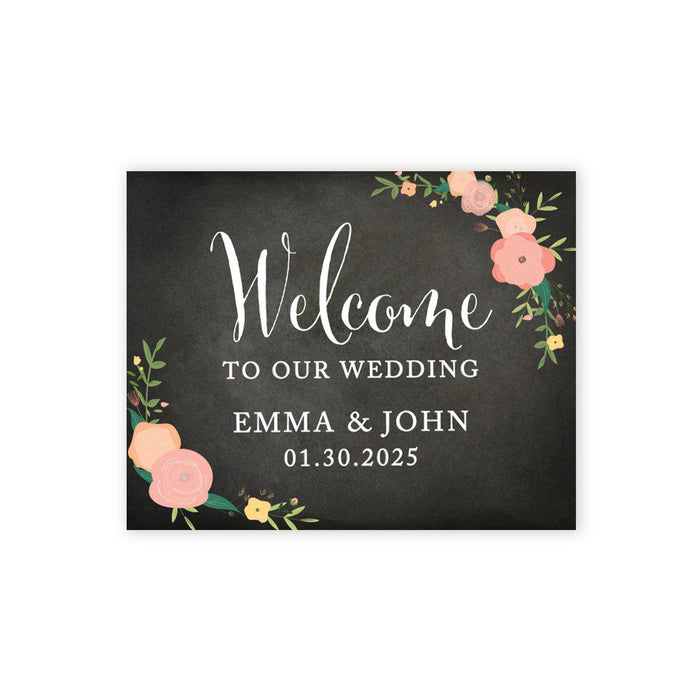 Custom Large Wedding Canvas Welcome Sign, Welcome Sign Guestbook Alternative For Wedding-Set of 1-Andaz Press-Chalkboard Pink-