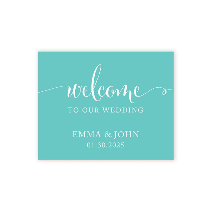 Custom Large Wedding Canvas Welcome Sign, Welcome Sign Guestbook Alternative For Wedding-Set of 1-Andaz Press-Diamond Blue-