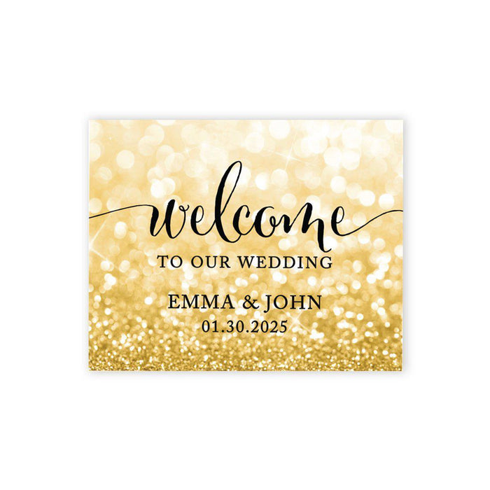 Custom Large Wedding Canvas Welcome Sign, Welcome Sign Guestbook Alternative For Wedding-Set of 1-Andaz Press-Faux Gold Glitter-