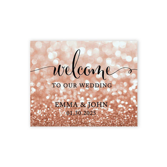 Custom Large Wedding Canvas Welcome Sign, Welcome Sign Guestbook Alternative For Wedding-Set of 1-Andaz Press-Faux Rose Gold-
