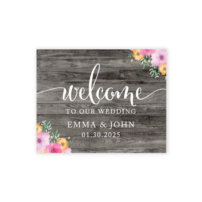 Custom Large Wedding Canvas Welcome Sign, Welcome Sign Guestbook Alternative For Wedding-Set of 1-Andaz Press-Rustic Gray Wood-