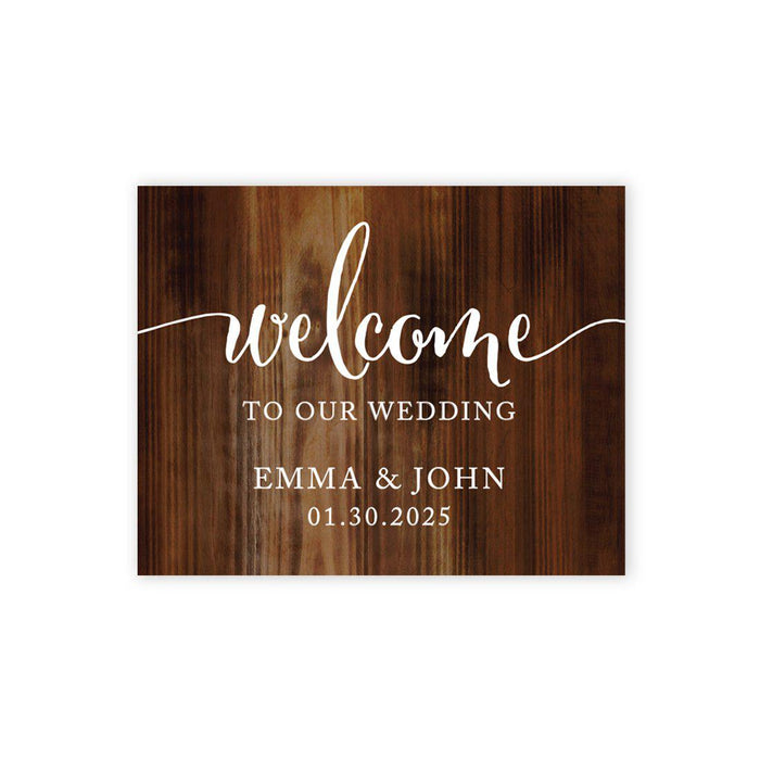 Custom Large Wedding Canvas Welcome Sign, Welcome Sign Guestbook Alternative For Wedding-Set of 1-Andaz Press-Rustic Wood-